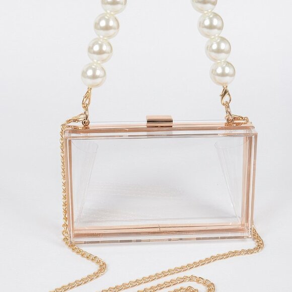Pearl Handle Transparent Frame Clutch - Picture 1 of 6